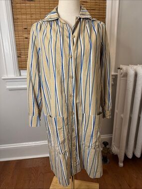 Vintage Marimekko cotton Striped Button-Front shirt dress